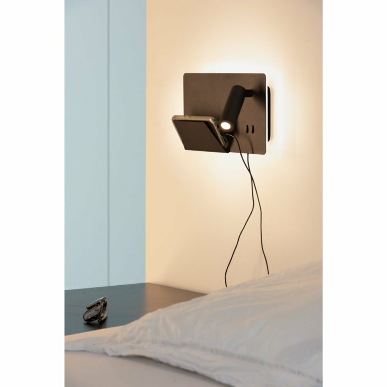 SLV SOMNILA SPOT Indoor LED Wandaufbauleuchte 3000K schwarz Version links inkl. USB Anschluss