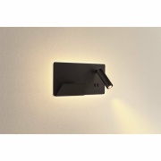 SOMNILA SPOT Indoor LED Wandaufbauleuchte 3000K schwarz Version links inkl. USB Anschluss