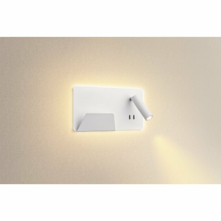 SLV SOMNILA SPOT Indoor LED Wandaufbauleuchte 3000K weiß Version links inkl. USB Anschluss