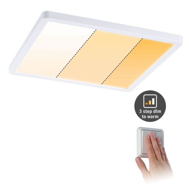 Paulmann LED Einbaupanel Areo VariFit IP44 eckig 230x230mm 16W 2.000K Weiß matt WarmDim-Stepschaltung