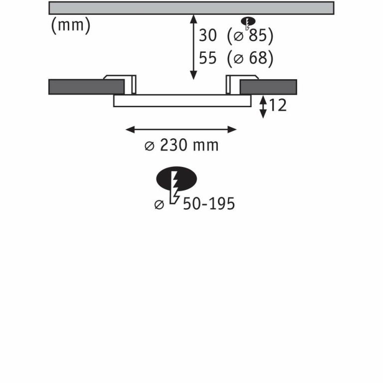 Paulmann LED Einbaupanel Areo VariFit IP44 3-Stufen-dimmbar  230mm 16W 3.000K Weiß