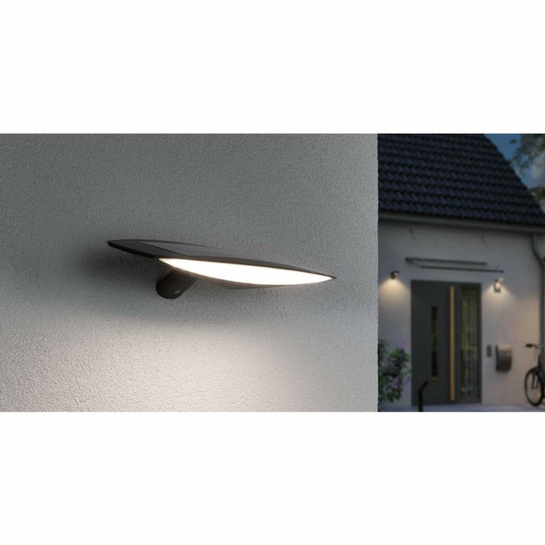 Paulmann Outdoor Solar Wandleuchte Kiran Anthrazit IP44 280lm Warmweiß mit Bewegungsmelder