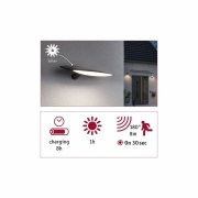 Outdoor Solar Wandleuchte Kiran Anthrazit IP44 280lm Warmweiß mit Bewegungsmelder