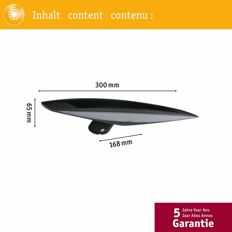 Paulmann Outdoor Solar Wandleuchte Kiran Anthrazit IP44 180lm Warmweiß mit Bewegungsmelder