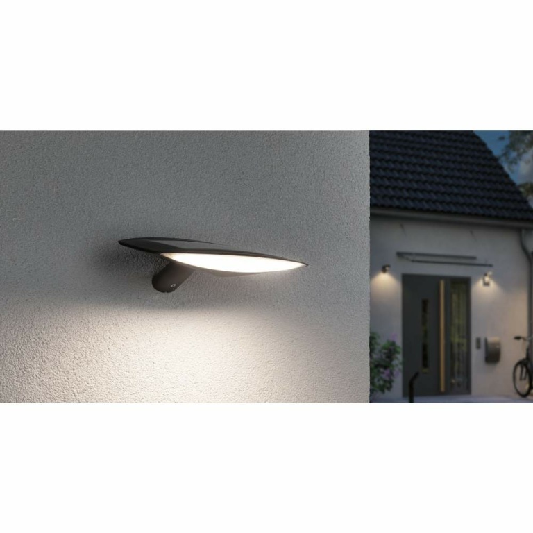 Paulmann Outdoor Solar Wandleuchte Kiran Anthrazit IP44 180lm Warmweiß mit Bewegungsmelder