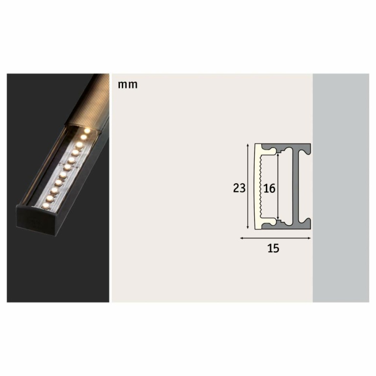 Paulmann Square Profil 2m mit schwarzem Diffusor eloxiert