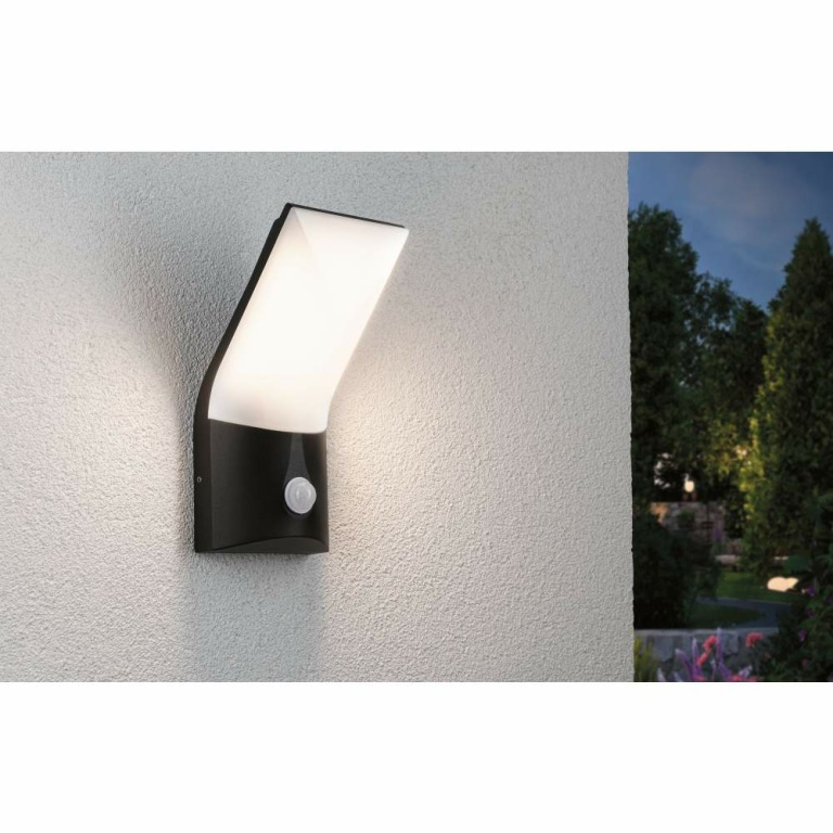 Paulmann LED Außenwandleuchte Adya Bewegungsmelder IP44 120x128mm 3000K 10W 750lm 230V Anthrazit Aluminium