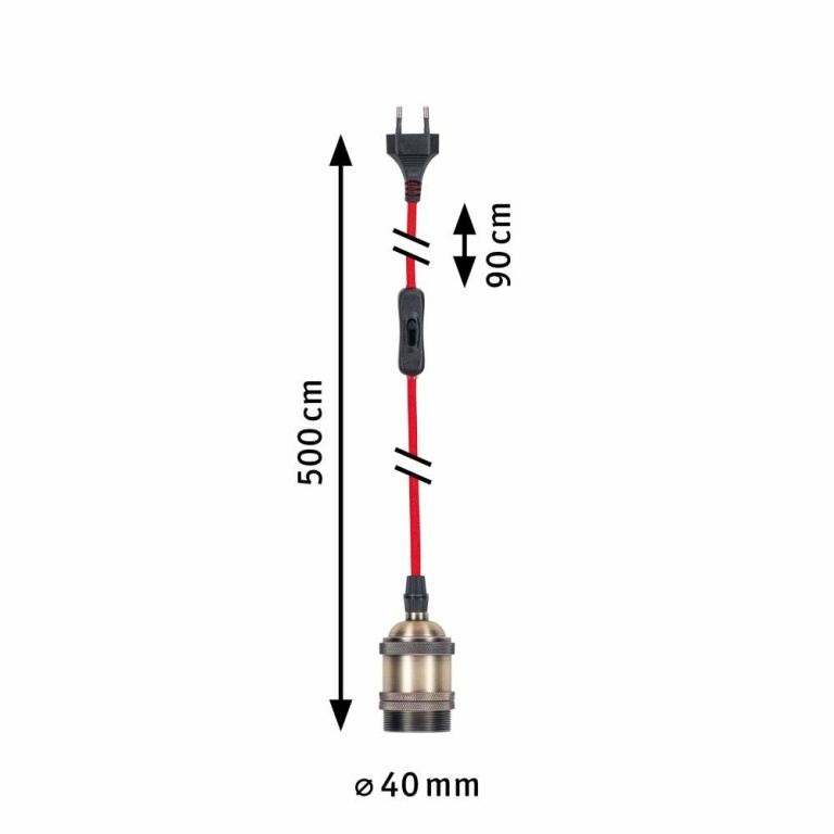 Paulmann Pendelleuchte Neordic Eldar inkl. Eurostecker E27 max. 1x20W Rot/Brüniert