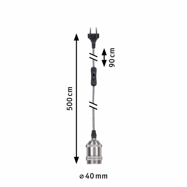 Paulmann Pendelleuchte Neordic Eldar inkl. Eurostecker E27 max. 1x20W Grau/Nickel