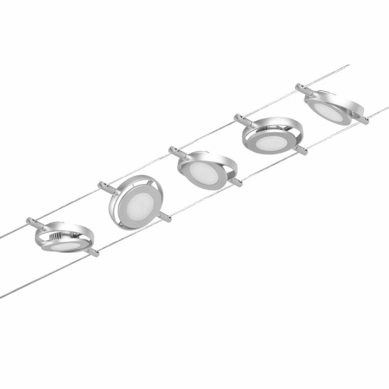 Paulmann LED Seilsystem RoundMac Basisset 5x280lm 5x4,5W 3000K 230/12V Chrom matt/Chrom