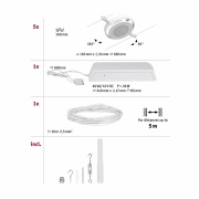 LED Seilsystem RoundMac Basisset 5x280lm 5x4,5W 3000K 230/12V Weiß/Chrom