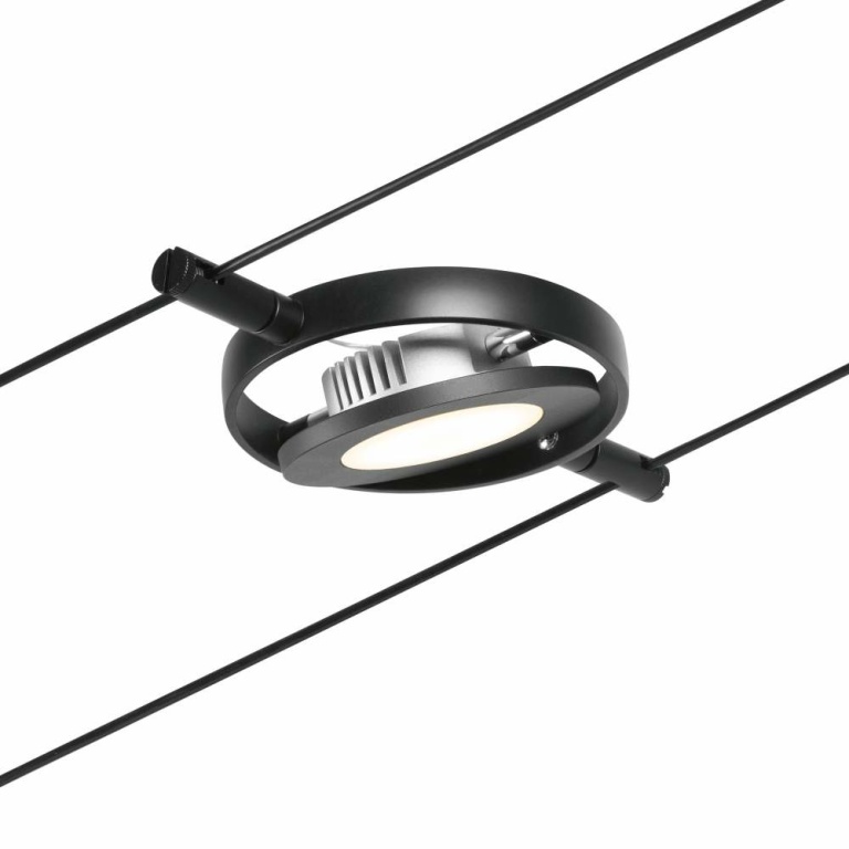 Paulmann LED Seilsystem RoundMac Basisset 5x280lm 5x4,5W 3000K 230/12V Schwarz matt/Chrom