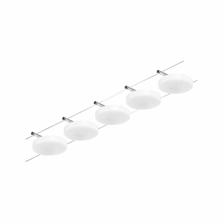 Paulmann LED Seilsystem DiscLED Basisset 5x300lm 5x4,5W 3000K 230/12V Chrom matt/Chrom