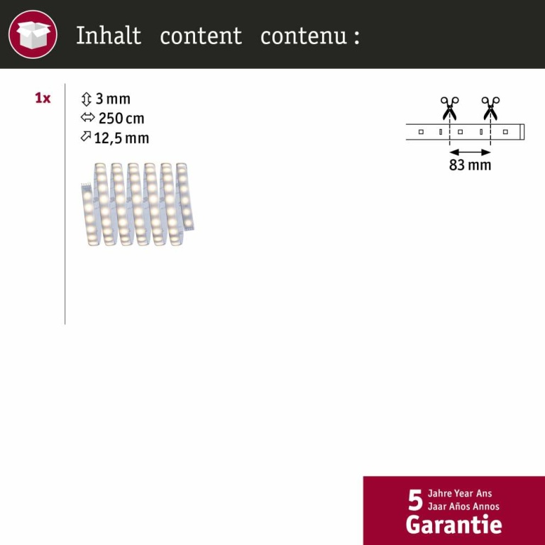 Paulmann MaxLED 500 Strip beschichtet 2,5m Warmweiß Protect Cover