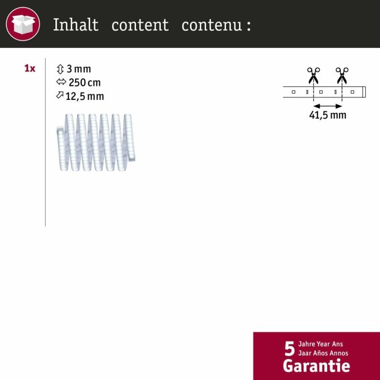 Paulmann MaxLED 1000 Stripe beschichtet 2,5m Tageslichtweiß IP44