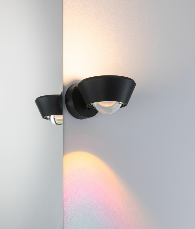 Paulmann LED Designer-Wandleuchte Sabik Schwarz Up&Down IP44 9W drehbar dimmbar