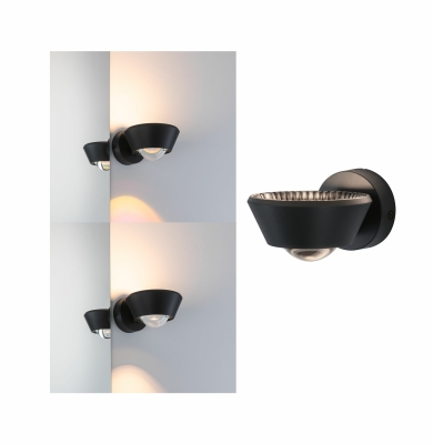 Paulmann LED Designer-Wandleuchte Sabik Schwarz Up&Down IP44 9W drehbar dimmbar