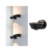 LED Designer-Wandleuchte Sabik Schwarz Up&Down IP44 9W drehbar dimmbar