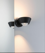 LED Designer-Wandleuchte Sabik Schwarz Up&Down IP44 9W drehbar dimmbar