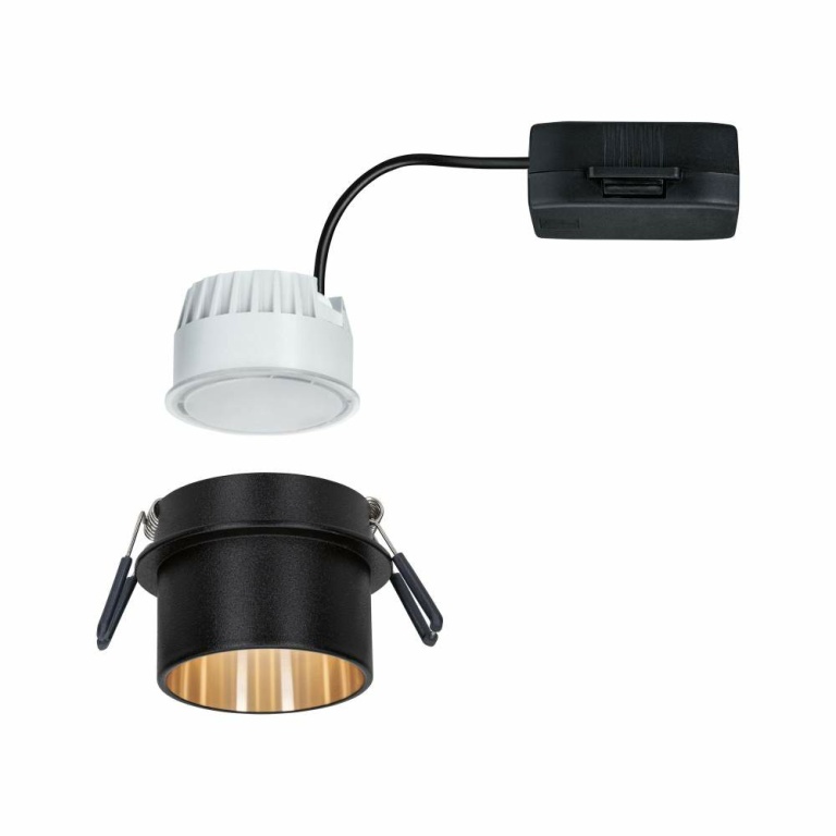 Paulmann Einbauleuchte LED Gil 6W Schwarz matt#Gold IP44 2.700K 3-Stufen-dimmbar