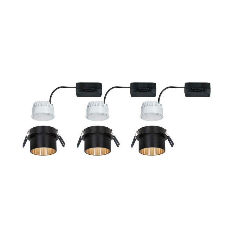 Paulmann Einbauleuchte LED Gil 6W Schwarz matt#Gold IP44 2.700K 3-Stufen-dimmbar