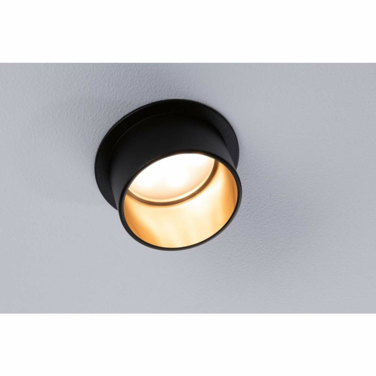 Paulmann Einbauleuchte LED Gil 6W Schwarz matt#Gold IP44 2.700K 3-Stufen-dimmbar