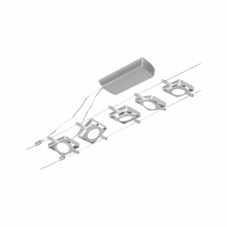 Paulmann LED Seilsystem MacLED Basisset 5x250lm 5x4,5W 3000K 230/12V Chrom matt/Chrom