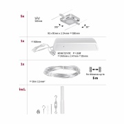 LED Seilsystem MacLED Basisset 5x250lm 5x4,5W 3000K 230/12V Chrom matt/Chrom