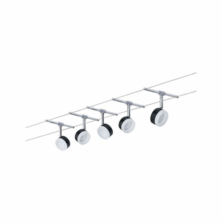 Paulmann LED Seilsystem ClearLED Basisset 5x150lm 5x4W 2700K 230/12V Schwarz/Chrom