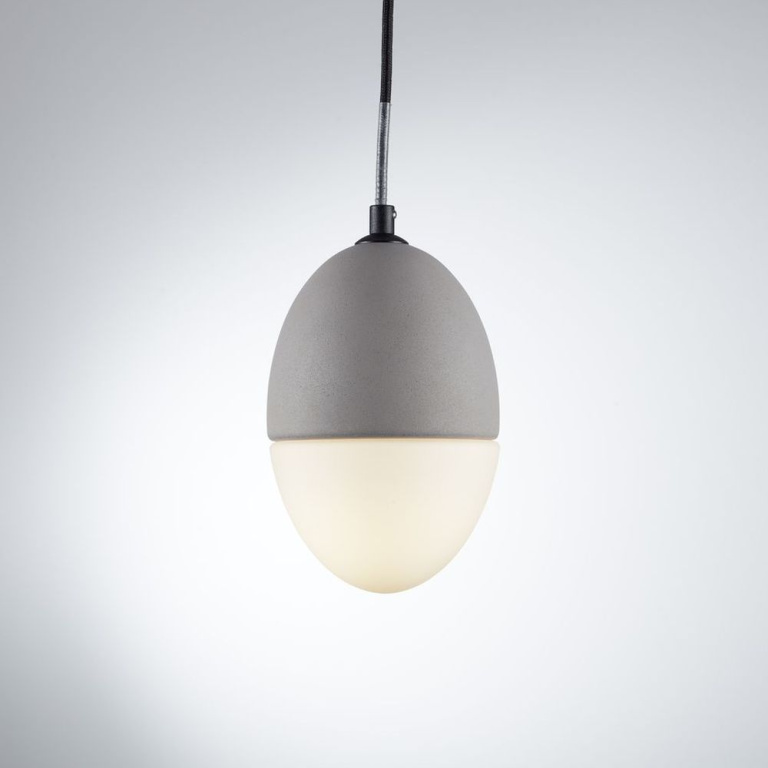 famlights famlights | Pendelleuchte Dinko aus Beton und Glas in Grau und Weiß, E27, max. 25W