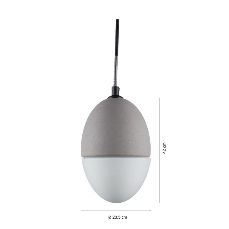 famlights famlights | Pendelleuchte Dinko aus Beton und Glas in Grau und Weiß, E27, max. 25W