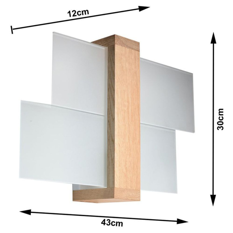 famlights famlights | Wandleuchte Andrea aus Glas in Weiß und hellem Holz E27 max. 60W