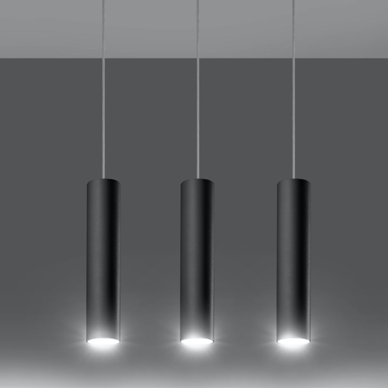 famlights famlights | Pendelleuchte Brian aus Stahl in Schwarz GU10 max. 3 x 40W