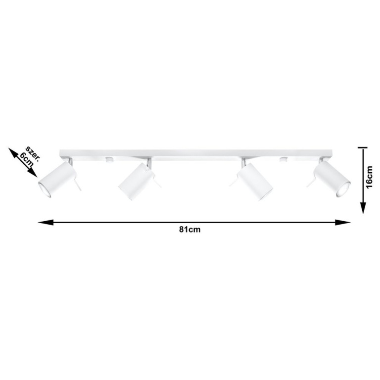 famlights famlights | Deckenspot Angelina aus Stahl in Weiß GU10 max 4 x 40 W 810 mm