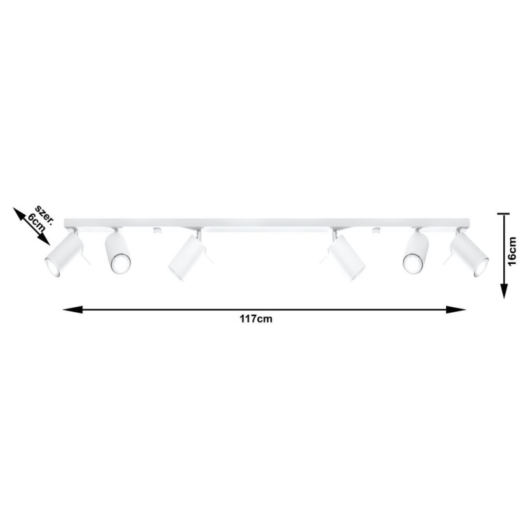 famlights famlights | Deckenspot Angelina aus Stahl in Weiß GU10 max. 6 x 40W 1170 mm