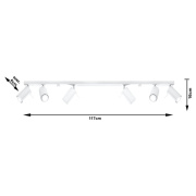 famlights | Deckenspot Angelina aus Stahl in Weiß GU10 max. 6 x 40W 1170 mm