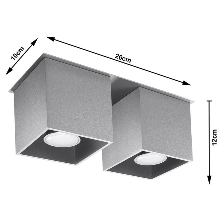 famlights famlights | Deckenleuchte Alicia aus Aluminium in Grau GU10 2 x 40 W