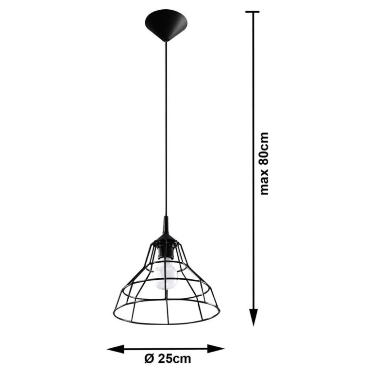 famlights famlights | Pendelleuchte Cornelius aus Stahl in Schwarz E27 1 x 60 W