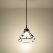 famlights | Pendelleuchte Cornelius aus Stahl in Schwarz E27 1 x 60 W