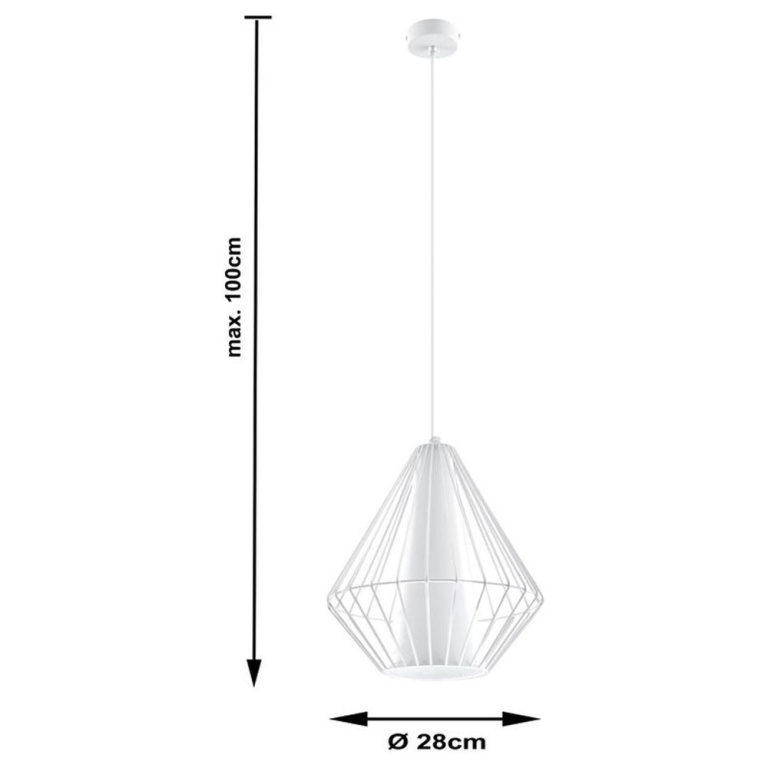 famlights famlights | Pendelleuchte Henry aus Stahl in Weiß E27 1 x 60 W