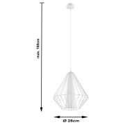 famlights | Pendelleuchte Henry aus Stahl in Weiß E27 1 x 60 W