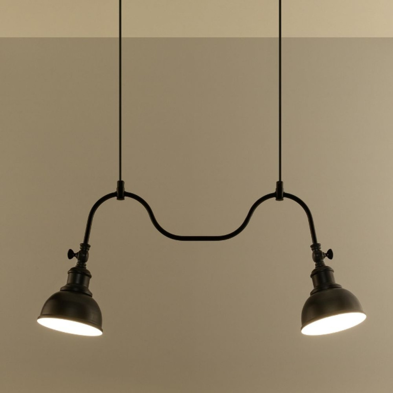 famlights famlights | Pendelleuchte Inga aus Stahl in Schwarz E27 2 x 60 W