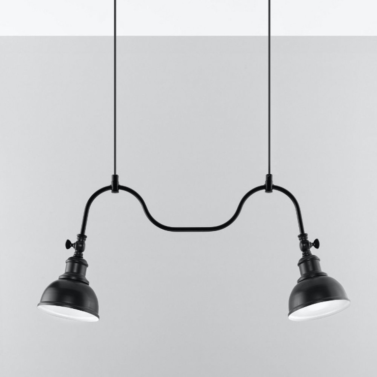 famlights famlights | Pendelleuchte Inga aus Stahl in Schwarz E27 2 x 60 W