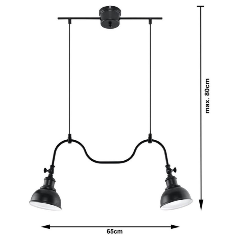 famlights famlights | Pendelleuchte Inga aus Stahl in Schwarz E27 2 x 60 W