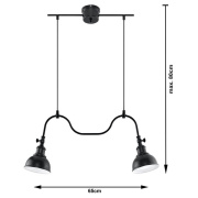 famlights | Pendelleuchte Inga aus Stahl in Schwarz E27 2 x 60 W