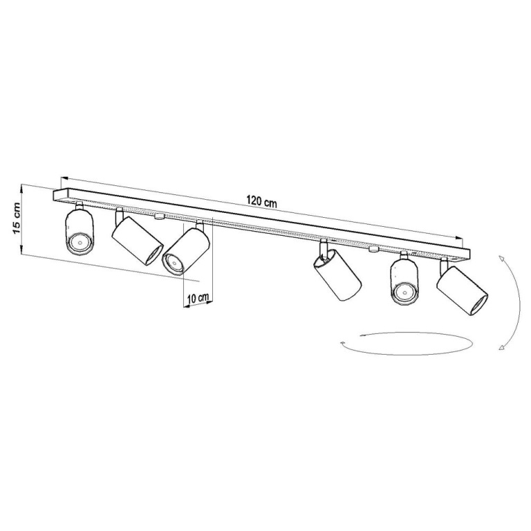 famlights famlights | Deckenspot Angelina aus Stahl in Grau GU10 max 6 x 40 W 1170 mm