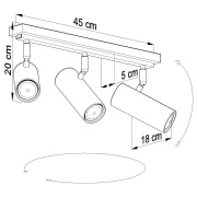 famlights | Deckenleuchte Kaja aus Stahl in Schwarz GU10 3 x 40 W