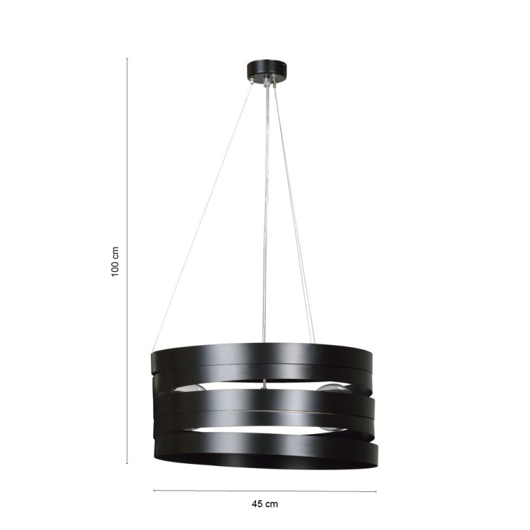 famlights famlights | Pendelleuchte Lennard aus Metall in Schwarz 3xE27 max.60W