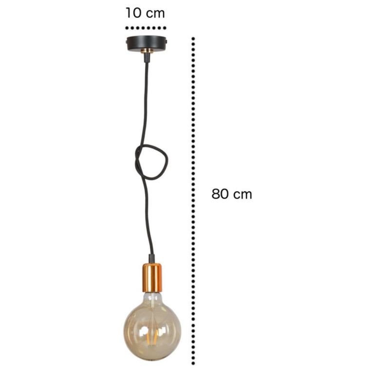 famlights famlights | Pendelleuchte Sönke aus Metall in Schwarz und Kupfer 1xE27 max.60W