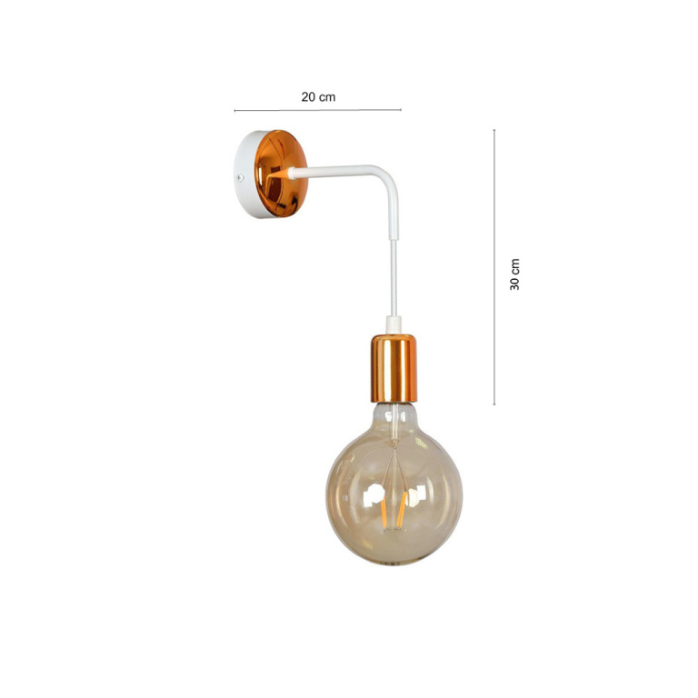 famlights famlights | Wandleuchte Sönke aus Metall in Weiß und Kupfer 1xE27 max.60W